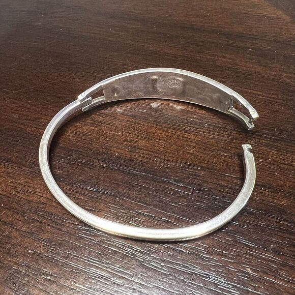 Vintage Alpaca Mexico Women's Bracelet Abalone Shell Floral Silver Tone Signed - Picture 12 of 16